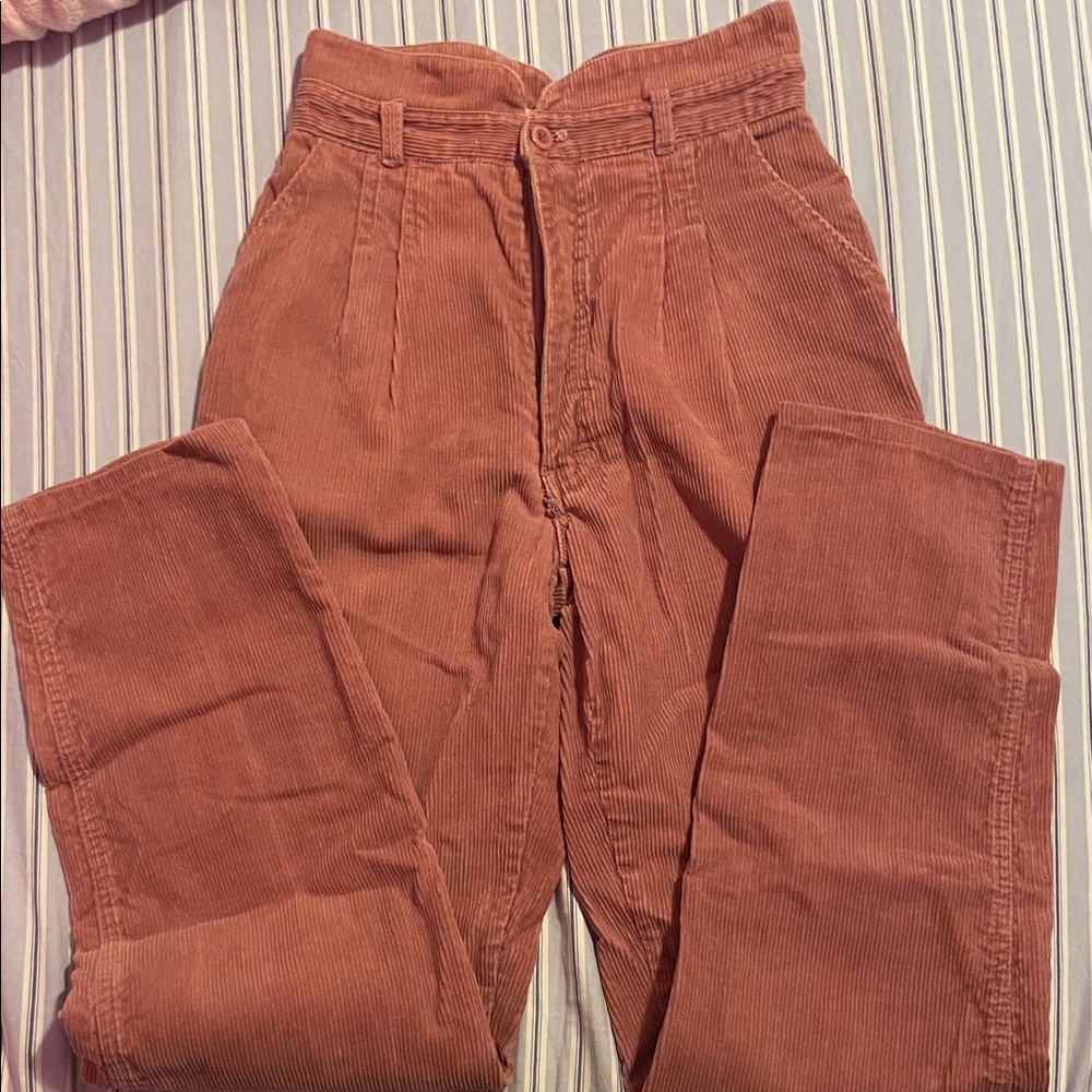 Vintage Women's Corduroy Straight Leg Pants - Light pink